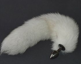 8044 Анальная пробка с хвостиком, 26 мм, темный никель