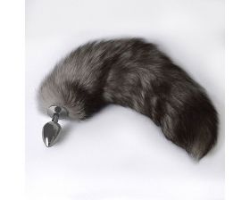 8027 - Плуг анальный хром с хвостом, d 33 мм., дл. 40 см 8027 - Плуг анальный хром с хвостом, d 33 мм., дл. 40 см