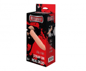 21706 Телесный страпон на черных трусиках STRAP ON REAL DILDO - 20 см.